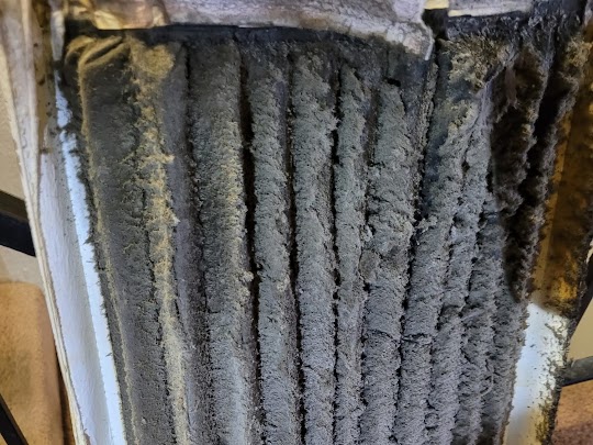 A dirty furnace air filter a furnace warranty inspection in Santee Ca