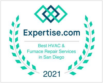 logo award text reads best HVAC Company award of 2021 in San Diego County