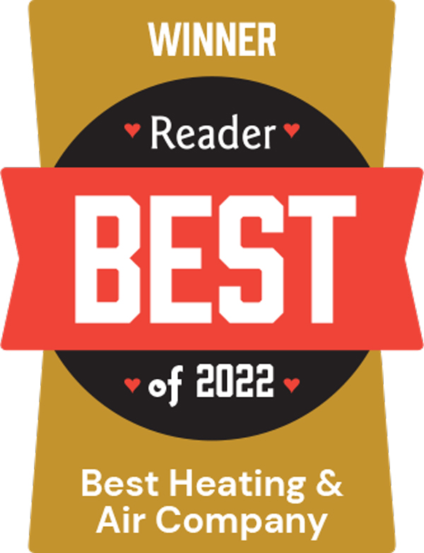 Best heating & air conditioning company in San Diego winner logo from San Diego Reader poll