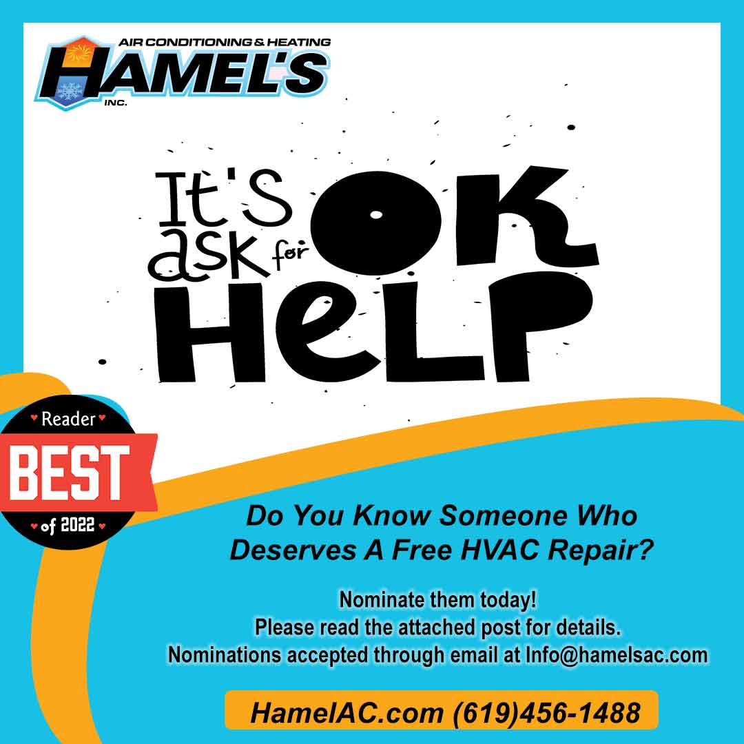 info graphic asking for nominations of people who need free HVAC repair in San Diego