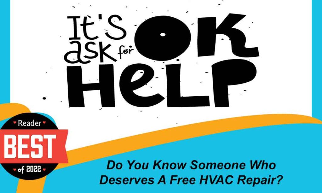 info graphic asking for nominations of people who need free HVAC repair in San Diego